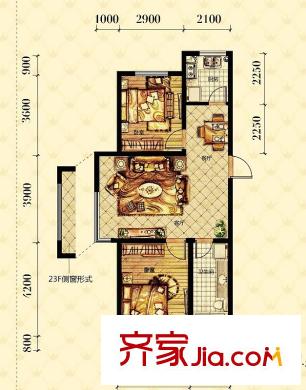 美麟閣H戶型圖 2室2廳2衛(wèi)1廚
