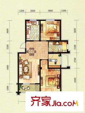 富城銘邸多層B戶型 3室2廳1衛(wèi)1廚