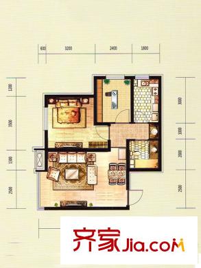 富城銘邸高層A戶型 2室2廳1衛(wèi)1廚