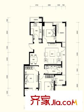 綠城沈陽全運(yùn)村R16A'戶型 3室2廳1衛(wèi)
