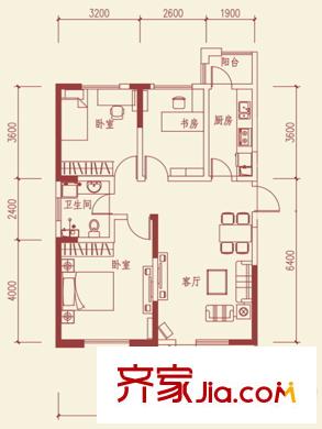 魯班?尚品E1戶型 3室2廳1衛(wèi)
