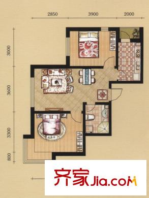 匯水灣G戶型 2室2廳1衛(wèi)