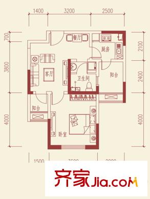 魯班?尚品B3戶型 1室2廳1衛(wèi)