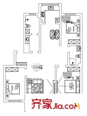 惠民馨苑一期139平戶型 3室2廳2衛(wèi)1廚