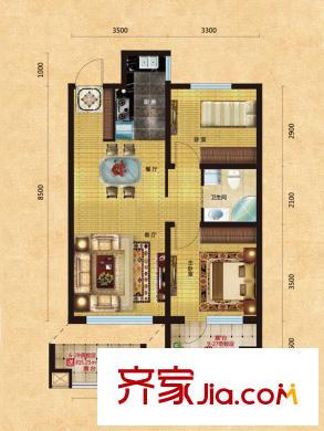 格林喜鵲花園B戶型 2室2廳1衛(wèi)