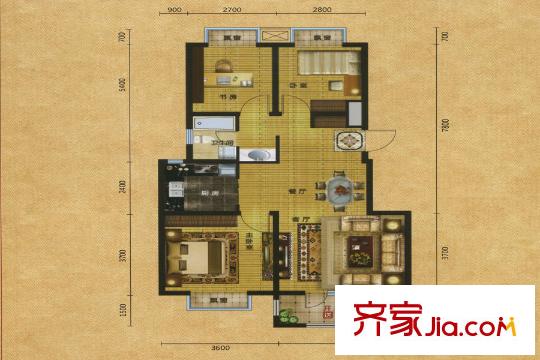 格林喜鵲花園H戶型圖 3室2廳1衛(wèi)