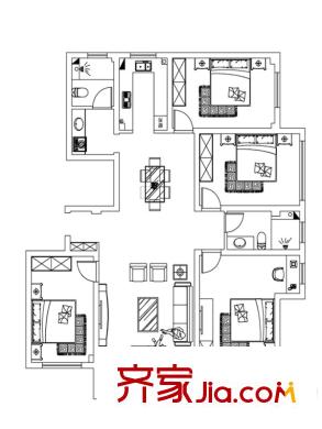 惠民馨苑一期163平戶型 4室2廳2衛(wèi)1廚