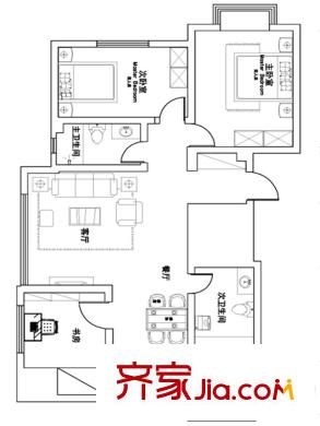 惠民馨苑一期125平戶型 3室2廳2衛(wèi)1廚