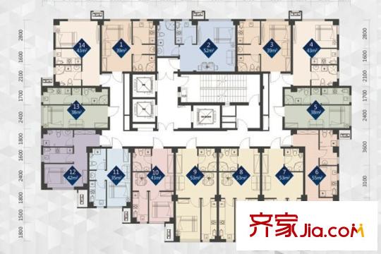 唐軒城市廣場soho戶型 1室1廳1衛(wèi)