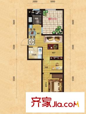 格林喜鵲花園F戶型 2室2廳1衛(wèi)