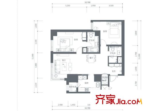 樂(lè)天圣苑戶(hù)型圖C 2室2廳2衛(wèi)