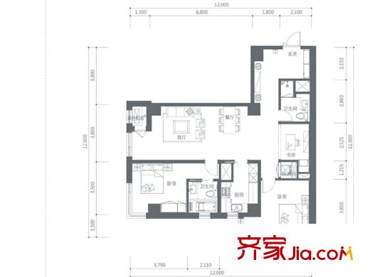 樂(lè)天圣苑戶(hù)型圖G 3室2廳2衛(wèi)