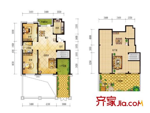 沈鐵?田園牧歌（售罄）E2-戶型-1樓 2室2廳1衛(wèi)