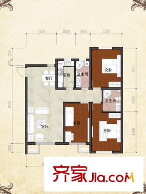 沈陽溫馨港灣F1戶型 3室2廳2衛(wèi)1廚