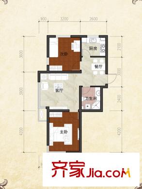 沈陽溫馨港灣C6戶型 2室2廳1衛(wèi)1廚