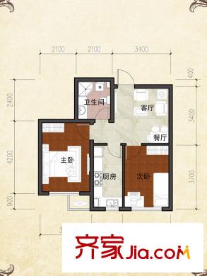 沈陽溫馨港灣B1戶型 2室2廳1衛(wèi)1廚
