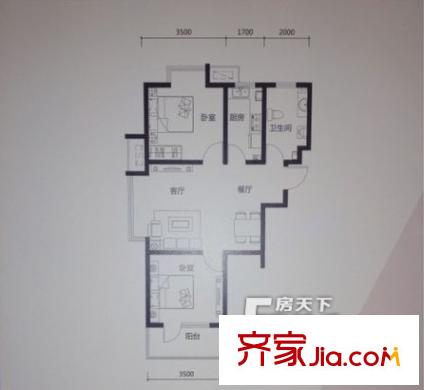 榮盛幸福大道21-A戶型圖(售罄) 2室2廳1衛(wèi)