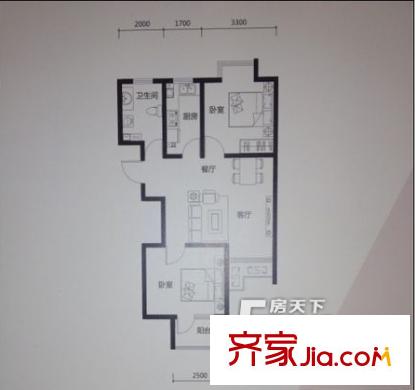 榮盛幸福大道21-C戶型圖(售罄) 2室2廳1衛(wèi)