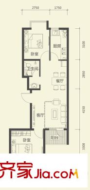 榮盛幸福大道E戶型(售罄) 2室2廳1衛(wèi)
