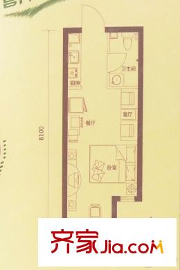 皇家首座B戶型 1室1廳1衛(wèi)