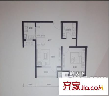 榮盛幸福大道30-B戶型圖(售罄) 1室2廳1衛(wèi)