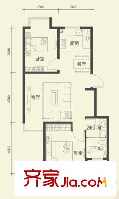 榮盛幸福大道D戶型(售罄) 2室2廳1衛(wèi)