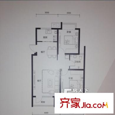 榮盛幸福大道27-B戶型圖(售罄) 2室2廳1衛(wèi)