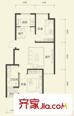 榮盛幸福大道C戶型(售罄) 2室2廳1衛(wèi)