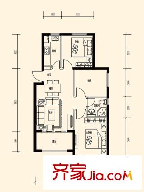 綠地?海域香庭C戶型 3室2廳1衛(wèi)