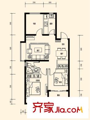 綠地?海域香庭A戶型 3室2廳1衛(wèi)