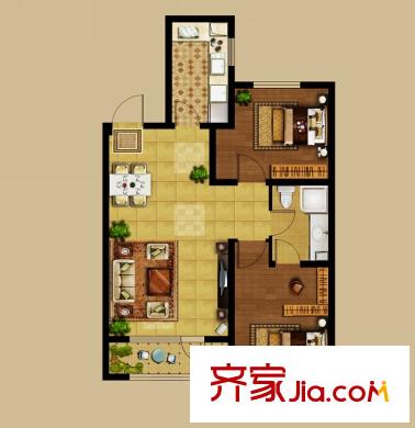 龍湖?源著4戶型 2室2廳1衛(wèi)