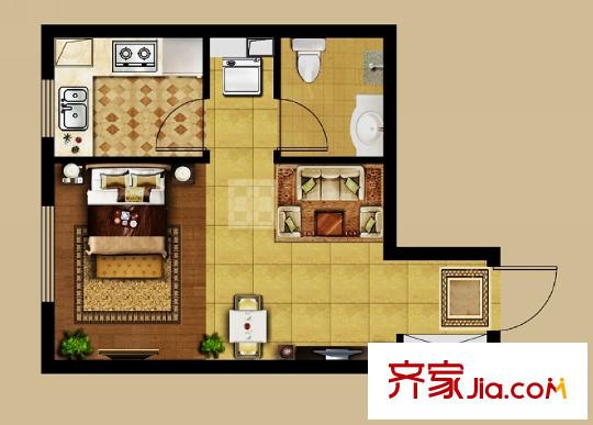 龍湖?源著1戶型 1室1廳1衛(wèi)