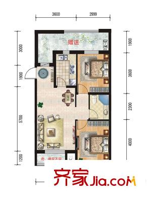 世紀楓景匯F戶型 2室2廳1衛(wèi)1廚
