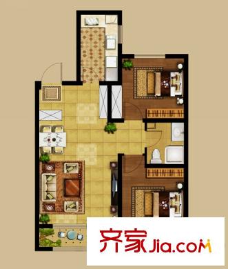 龍湖?源著3戶型 2室1廳1衛(wèi)