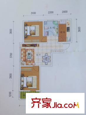 城南春曉A戶型 2室2廳1衛(wèi)1廚