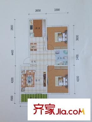 城南春曉E戶型 2室2廳1衛(wèi)1廚