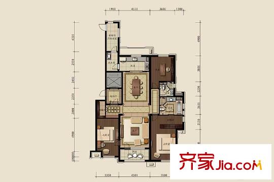 萬科柏翠園一期A戶型 3室2廳2衛(wèi)