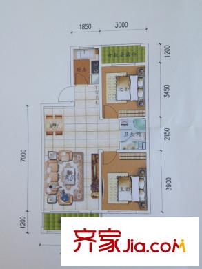 城南春曉C戶型 2室2廳1衛(wèi)1廚