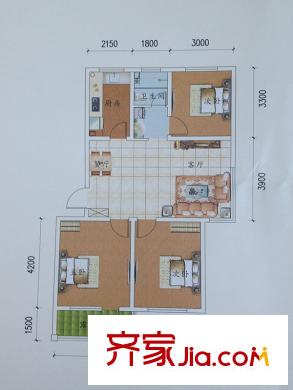 城南春曉F戶型 3室2廳1衛(wèi)1廚