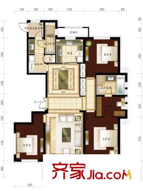 萬科柏翠園一期A1戶型 3室2廳2衛(wèi)1廚