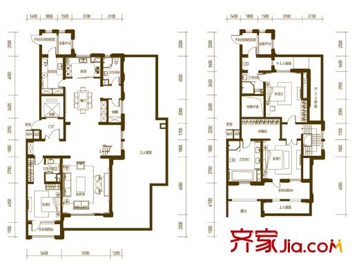 萬科柏翠園一期G戶型 3室2廳4衛(wèi)1廚