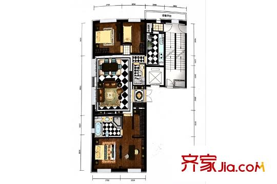 沈陽萬達(dá)公館A戶型 3室2廳2衛(wèi)1廚