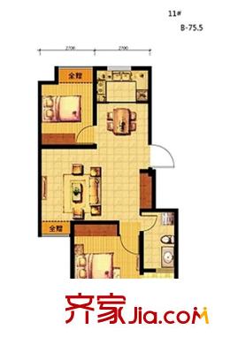 榮盛?坤湖酈舍02戶型 2室2廳1衛(wèi)