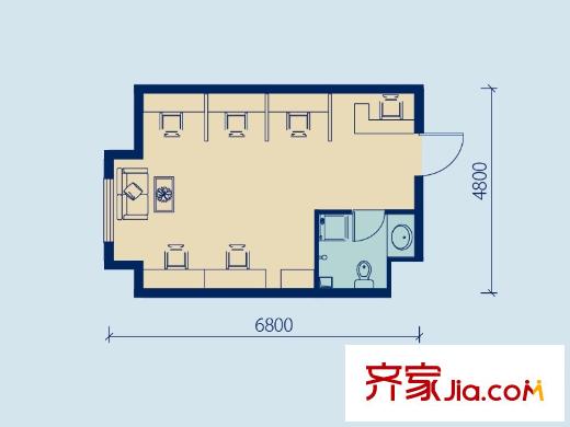 麗水金陽(yáng)LOMO公寓4戶型 1室1廳1衛(wèi)