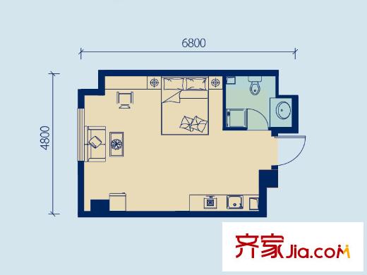 麗水金陽(yáng)LOMO公寓3戶型 1室1廳1衛(wèi)1廚