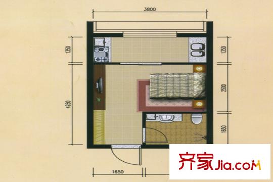 十三街區(qū)I戶型 1室1廳1衛(wèi)1廚