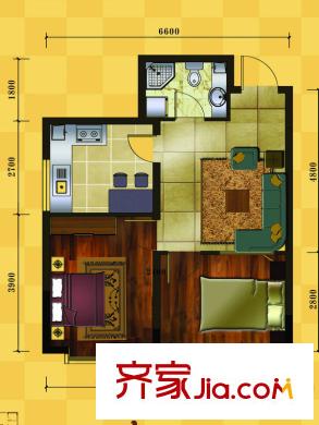 十三街區(qū)C戶型 2室1廳1衛(wèi)1廚