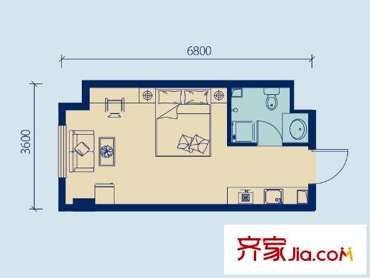 麗水金陽(yáng)LOMO公寓1戶型 1室1廳1衛(wèi)1廚