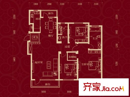 中國鐵建梧桐苑141.18平戶型 3室2廳2衛(wèi)