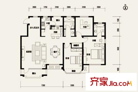 東環(huán)?瑞府B標(biāo)準(zhǔn)戶型 3室2廳2衛(wèi)1廚